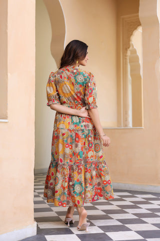 ethnic printed cotton dress women