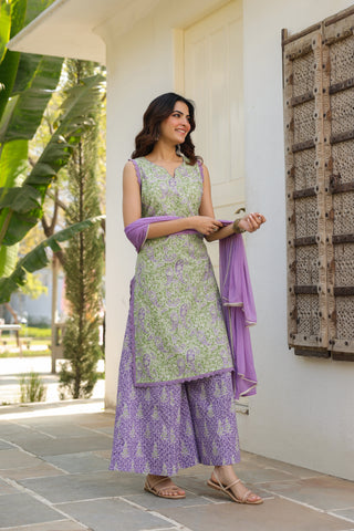 festive cotton kurta palazzo set