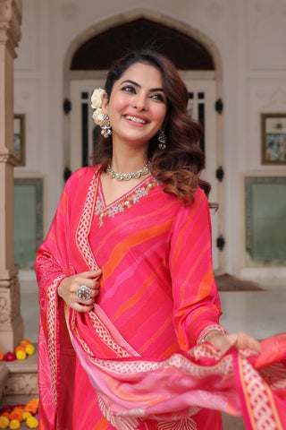 festive pink kurta dupatta set