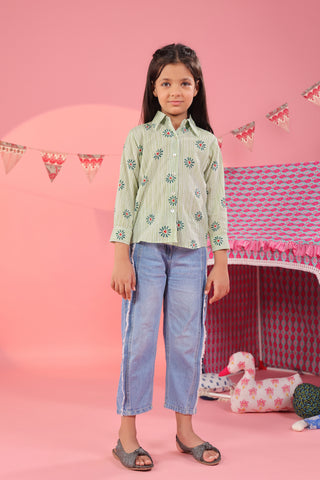 floral print girls daily wear shirt