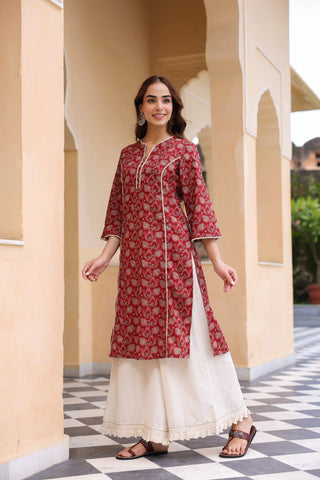floral printed straight kurta women