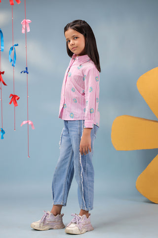 girls casual cotton top pink