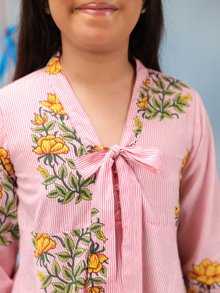 girls casual floral pink outfit