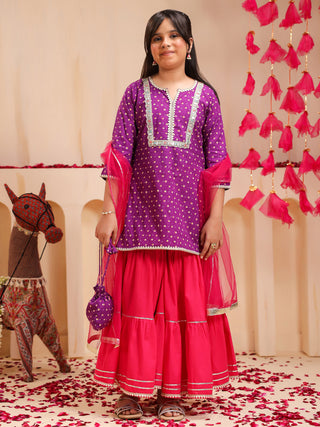 girls festive kurti sharara outfit