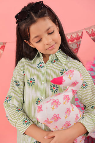 girls floral printed shirts green