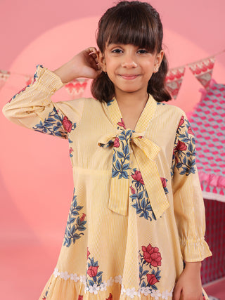 girls v neck yellow dress