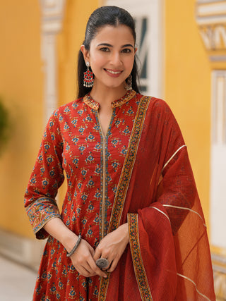 indian ethnic maroon kurta set cotton