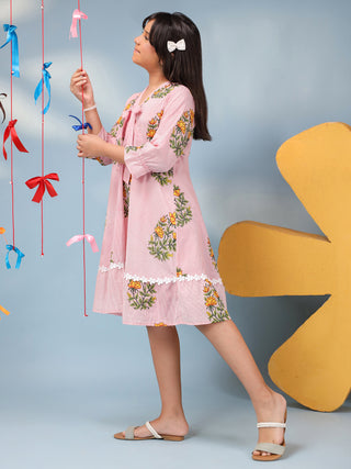 kids pink floral everyday dress