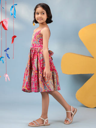 kids pink knee length dress