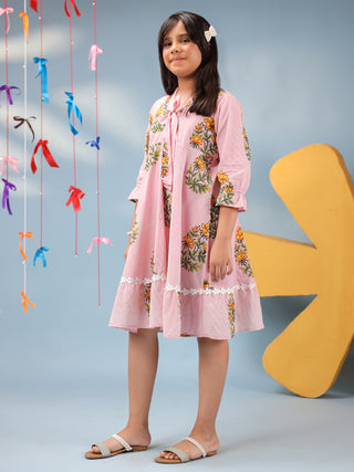 kids pure cotton pink dress