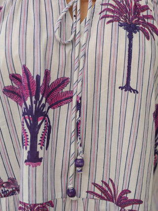 printed v neck flare dress
