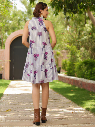 sleeveless ethnic flare dress