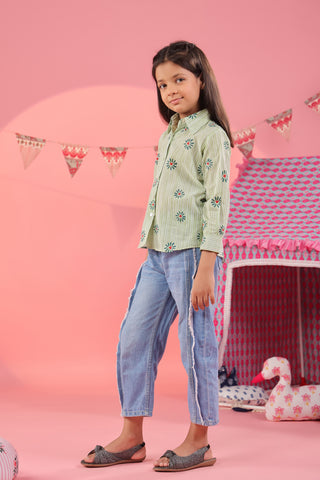 spread collar girls shirt cotton