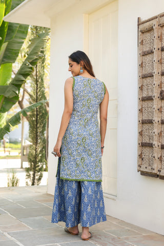 stylish blue kurta set with dupatta