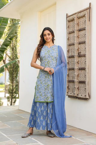 stylish blue kurta sets with dupatta