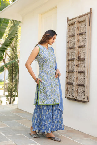 traditional blue kurta palazzo sets