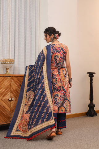 traditional blue kurta set