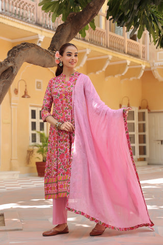 traditional pink kurta set