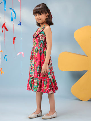 v-neck fit and flare girls dress