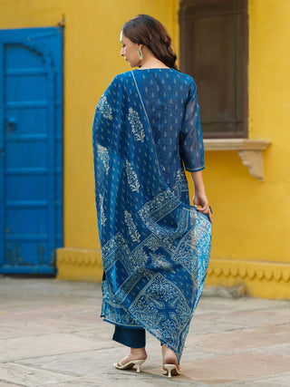 v neck cotton kurta set for women