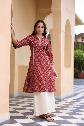women floral cotton kurta